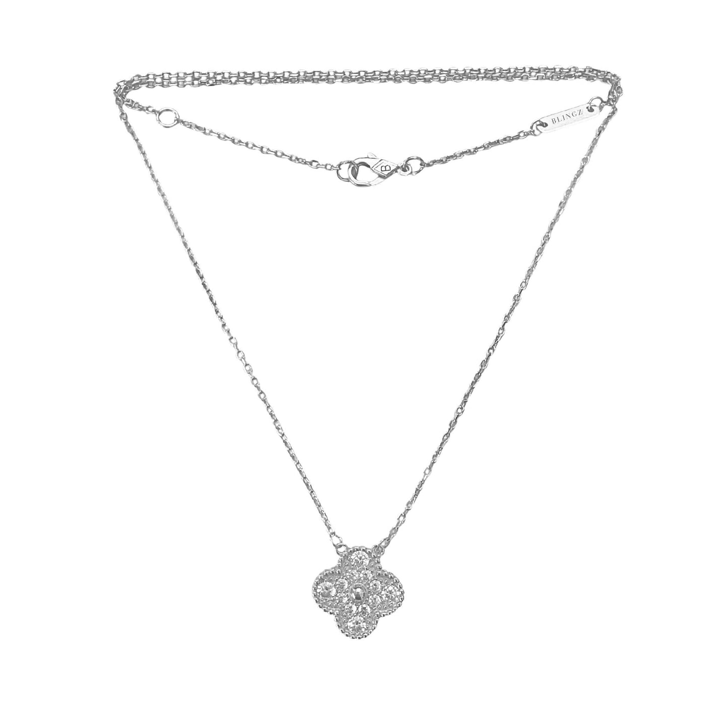 CRYSTELLE CLOVER NECKLACE - SILVER