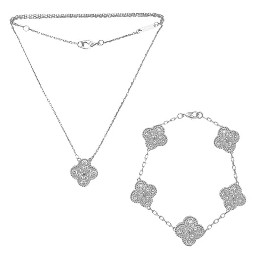 CRYSTELLE CLOVER SET - SILVER