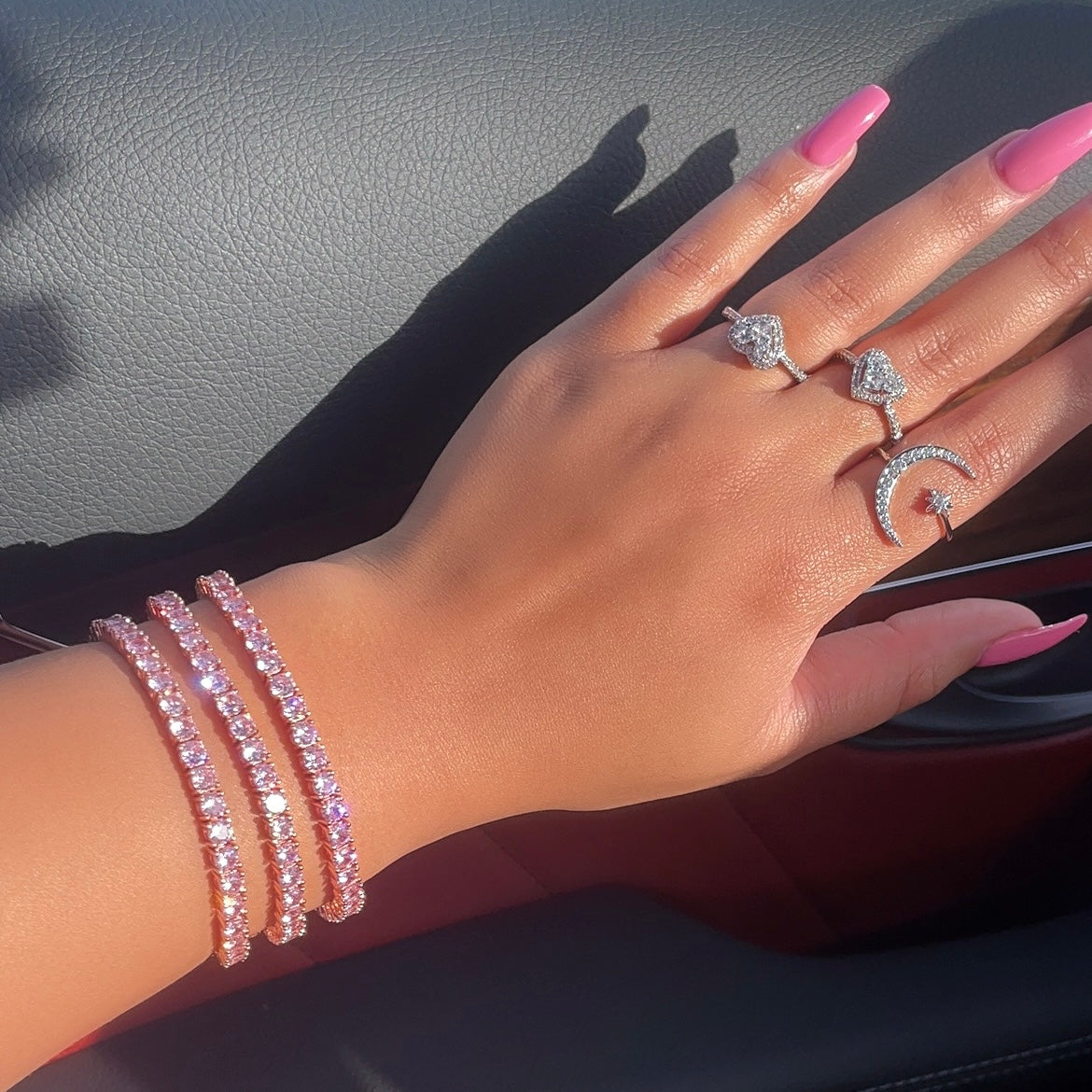Aaliyah Tennis Bracelet | Pink